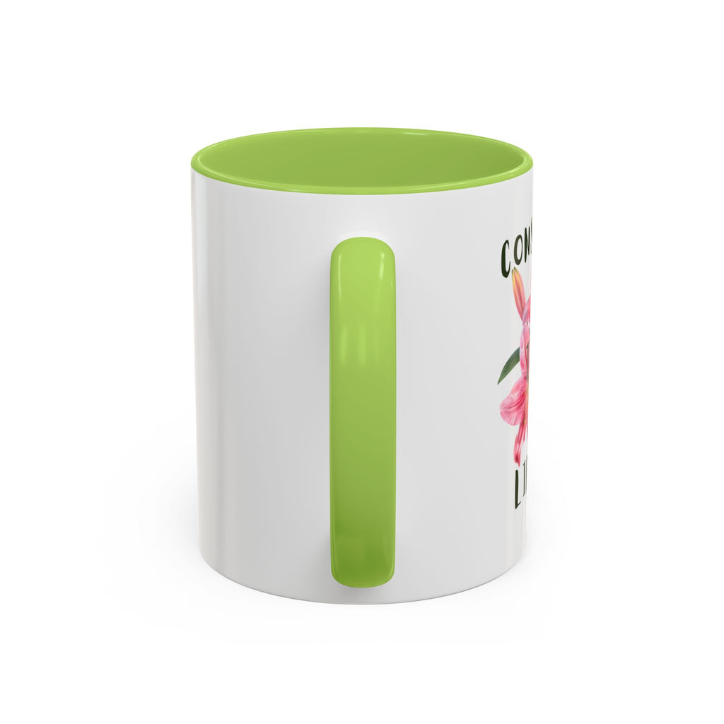 Floral Accent Coffee Mug — Pink Interior (11/15oz)