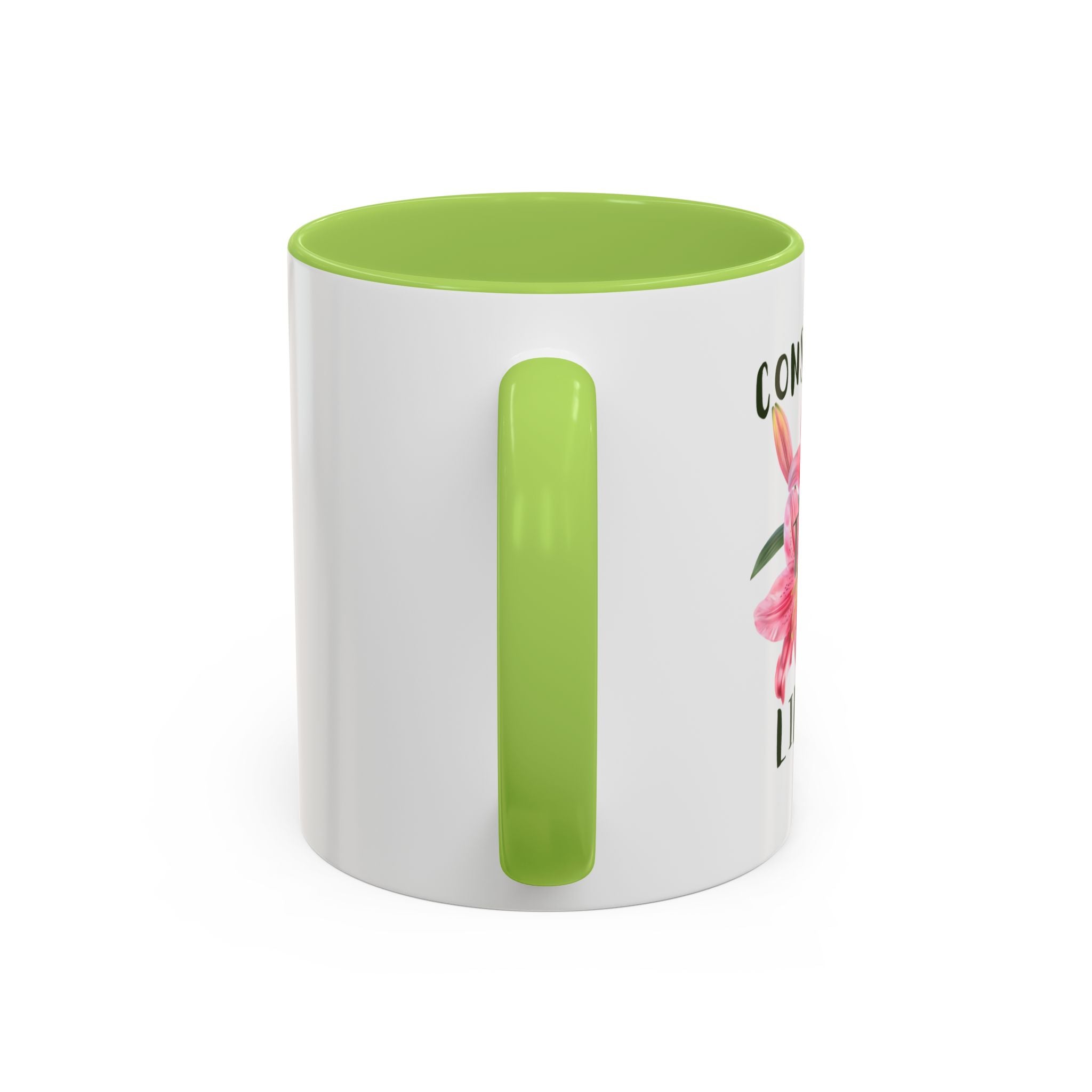 Floral Accent Coffee Mug — Pink Interior (11/15oz)