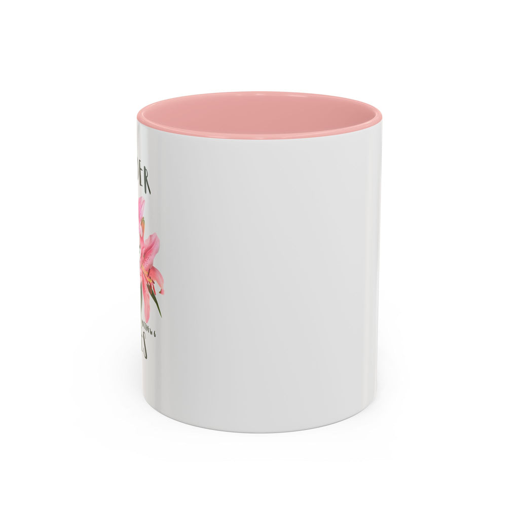 Floral Accent Coffee Mug — Pink Interior (11/15oz)