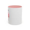 Floral Accent Coffee Mug — Pink Interior (11/15oz)