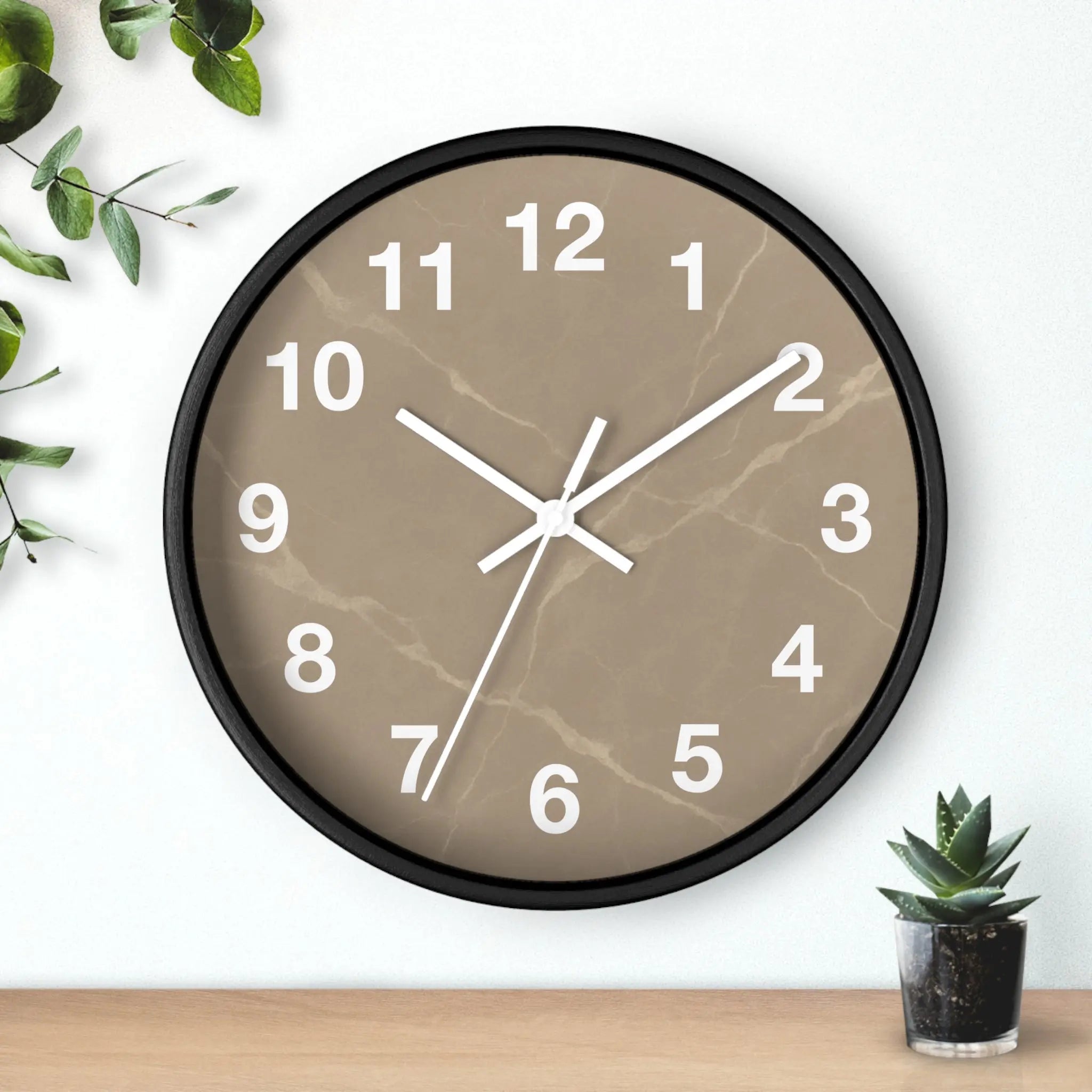 Taupe Marble Wall Clock Printify