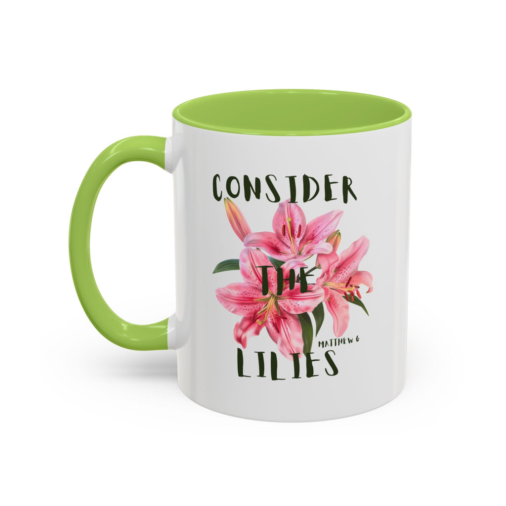 Floral Accent Coffee Mug — Pink Interior (11/15oz)