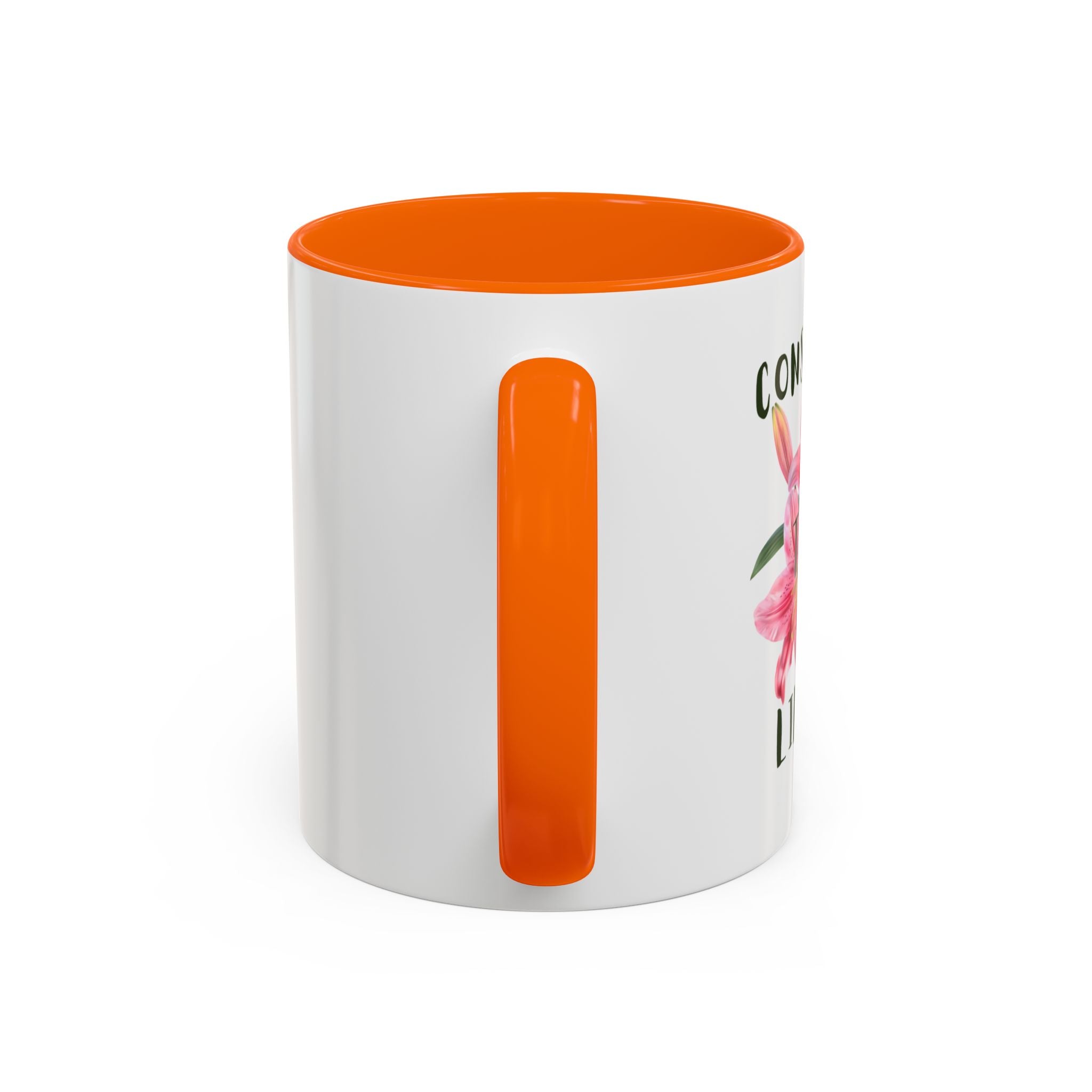 Floral Accent Coffee Mug — Pink Interior (11/15oz)