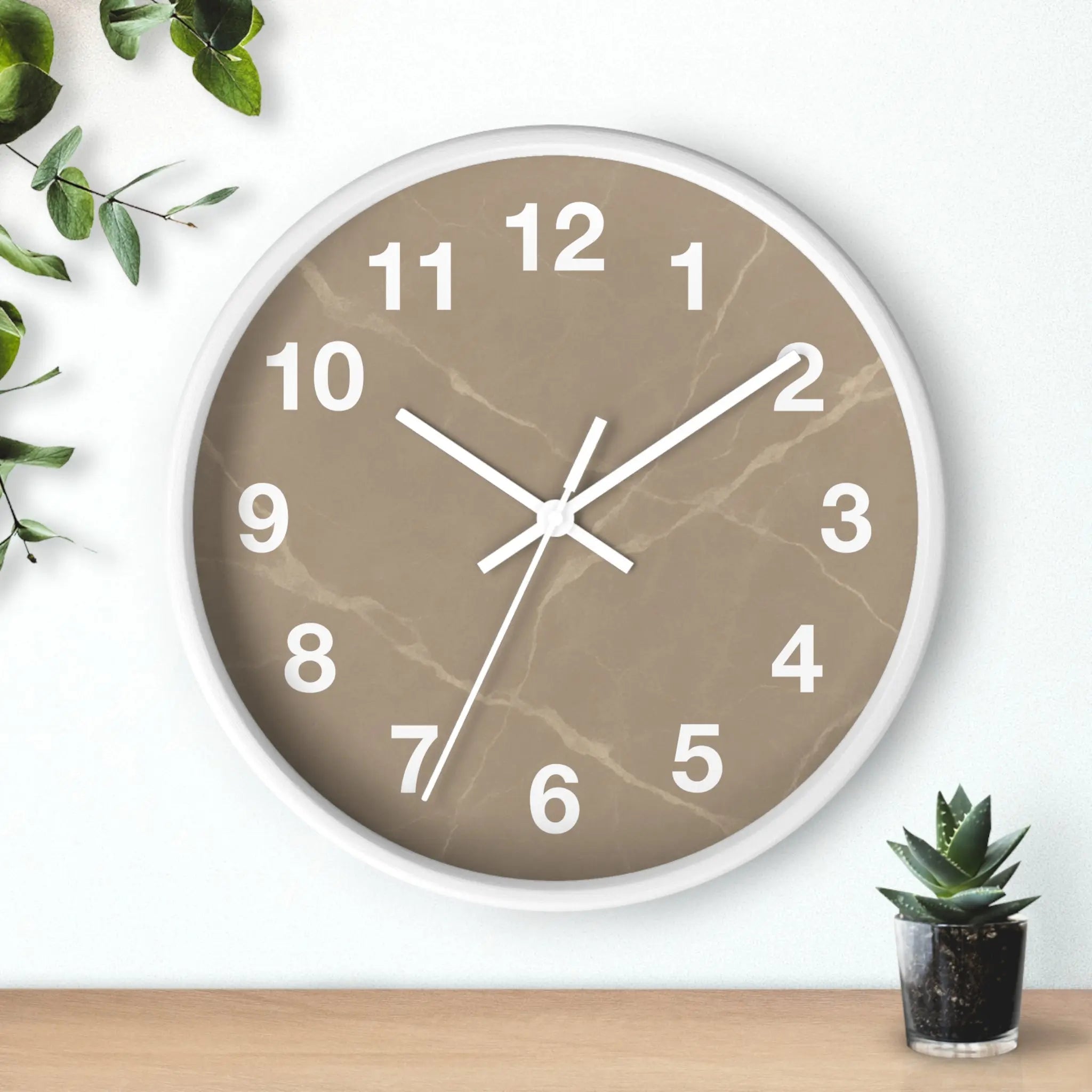 Taupe Marble Wall Clock Printify