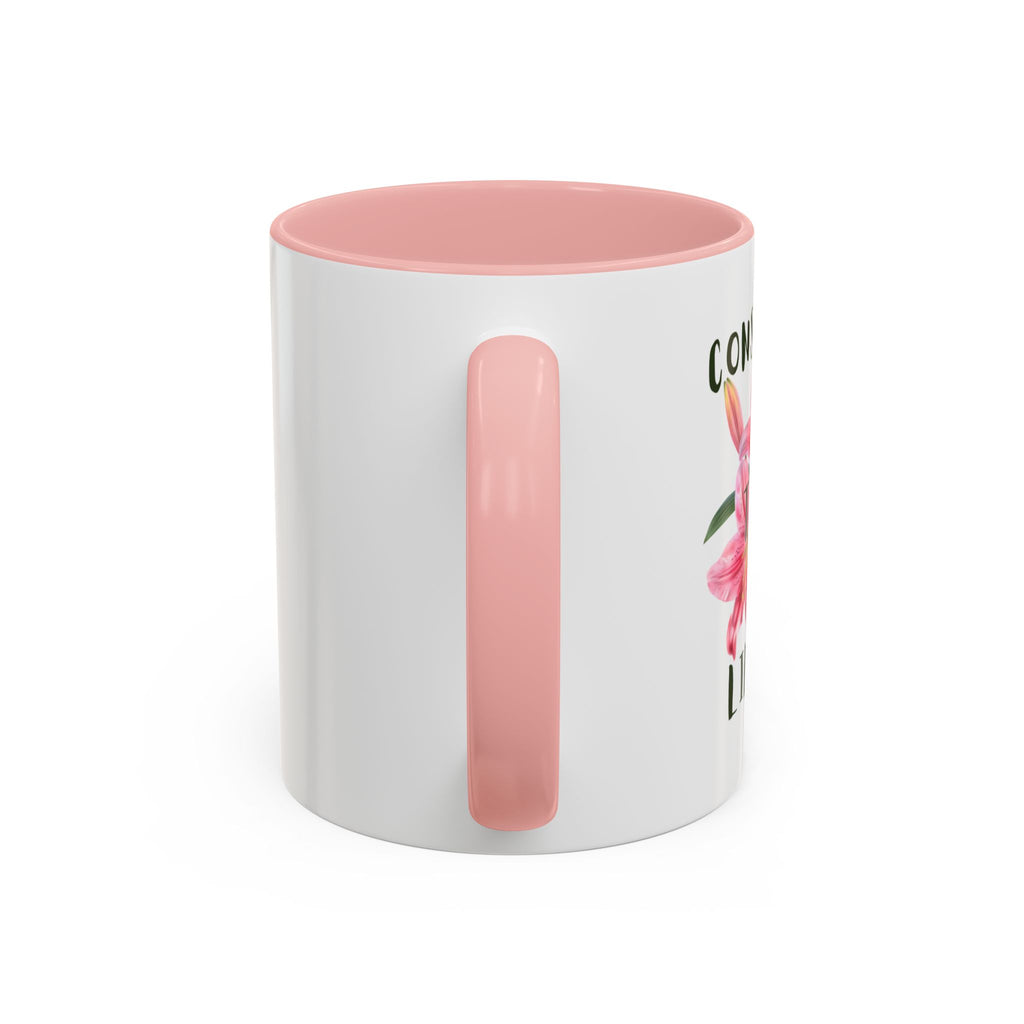 Floral Accent Coffee Mug — Pink Interior (11/15oz)