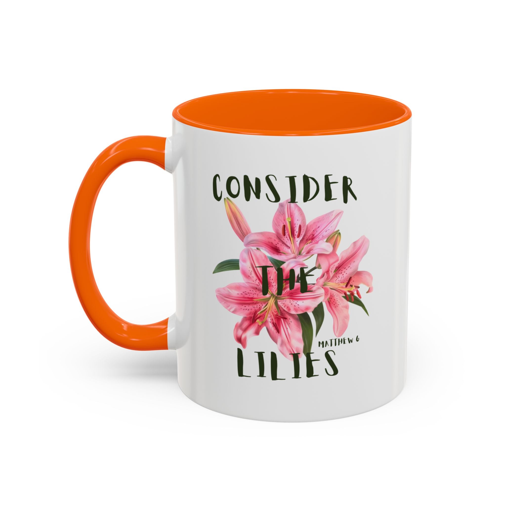 Floral Accent Coffee Mug — Pink Interior (11/15oz)