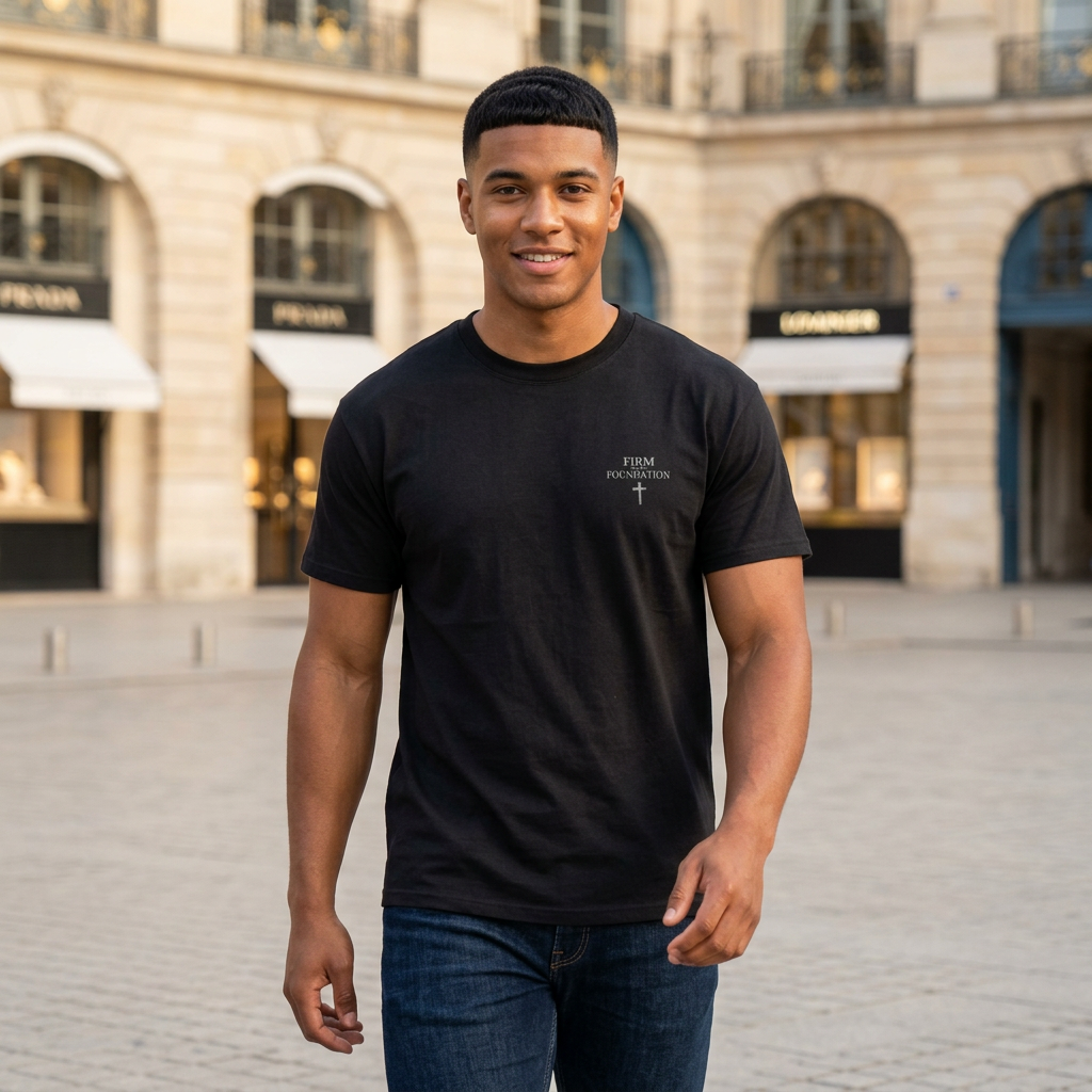 Firm Foundation T-Shirt — Christian Faith Graphic Tee (Psalm 18)