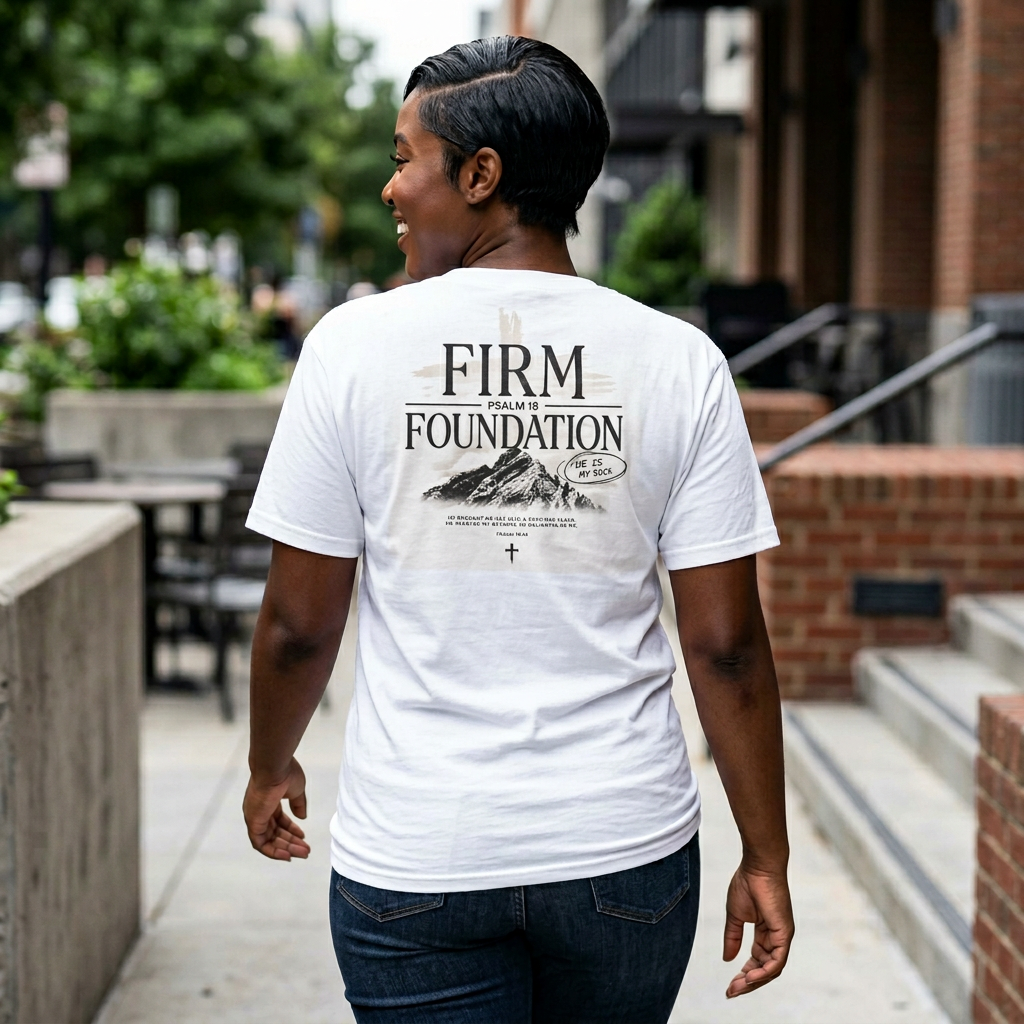 Firm Foundation T-Shirt — Christian Faith Graphic Tee (Psalm 18)