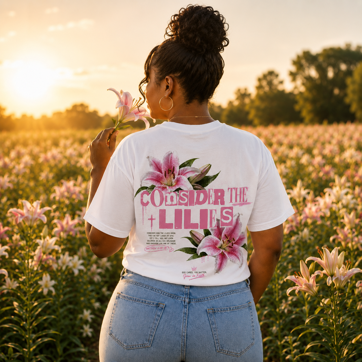 Consider The Lilies Floral Tee — Pink Lily Shirt