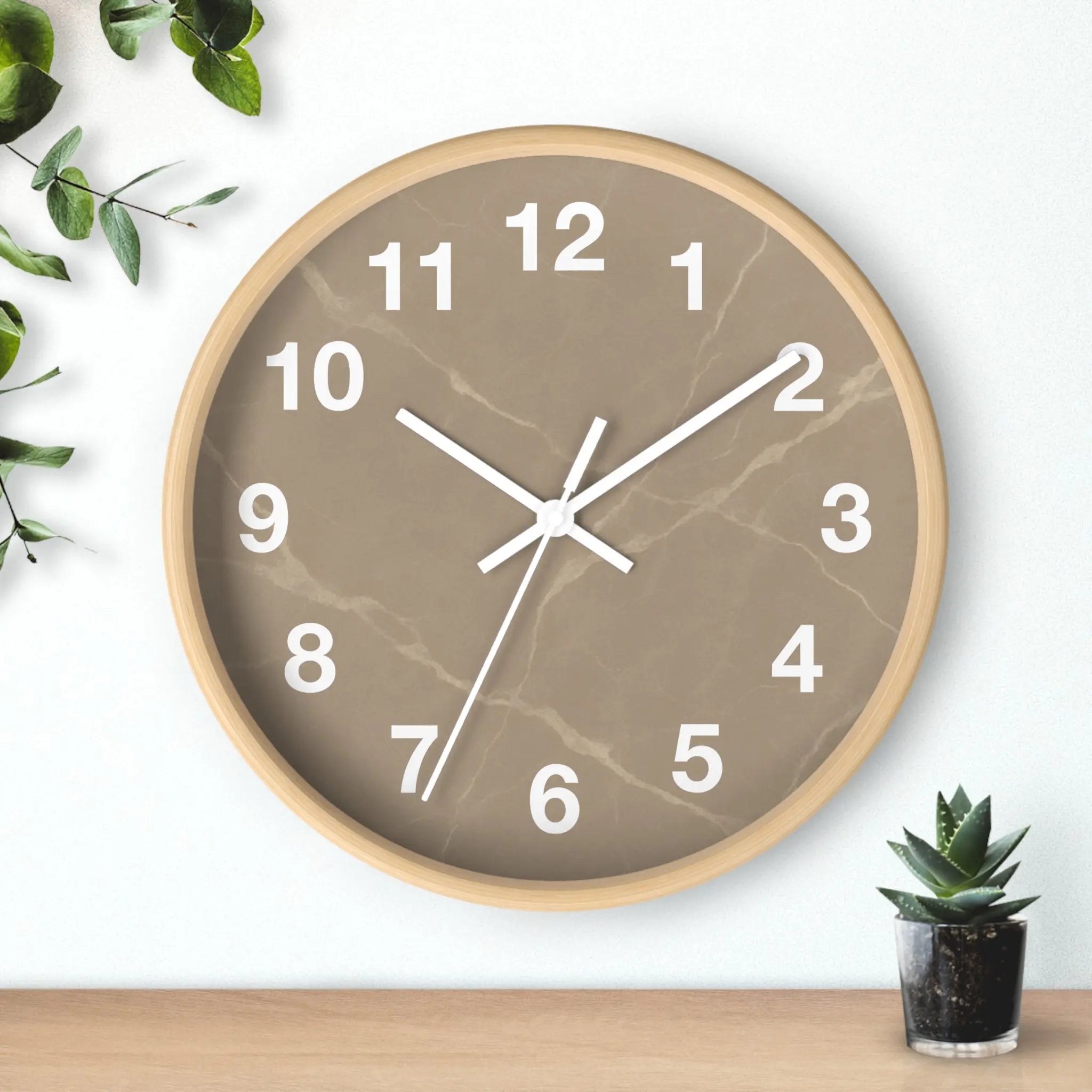 Taupe Marble Wall Clock Printify