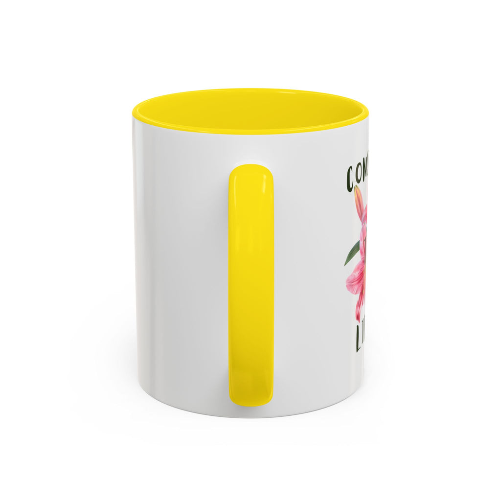 Floral Accent Coffee Mug — Pink Interior (11/15oz)
