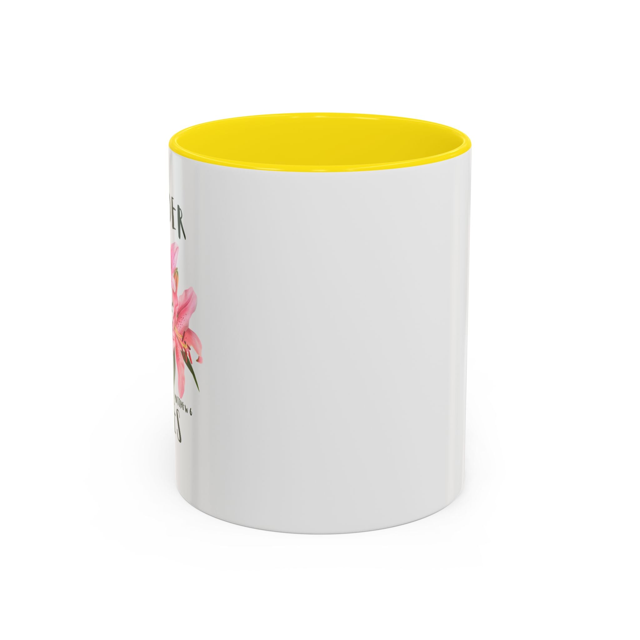 Floral Accent Coffee Mug — Pink Interior (11/15oz)