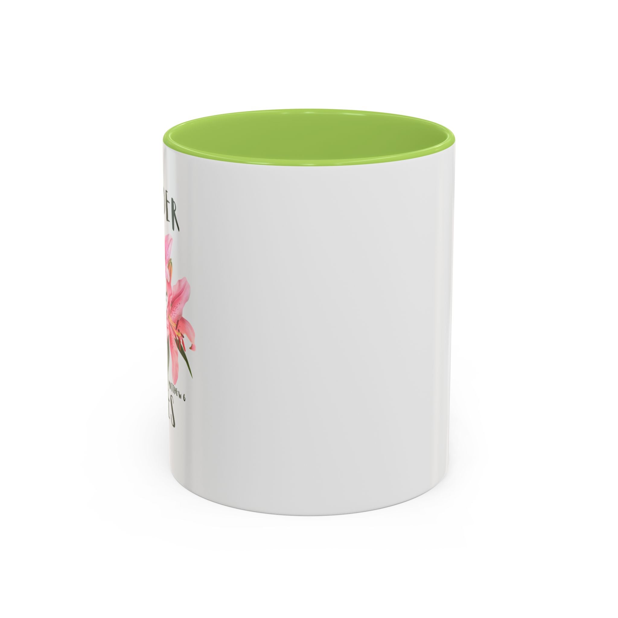 Floral Accent Coffee Mug — Pink Interior (11/15oz)